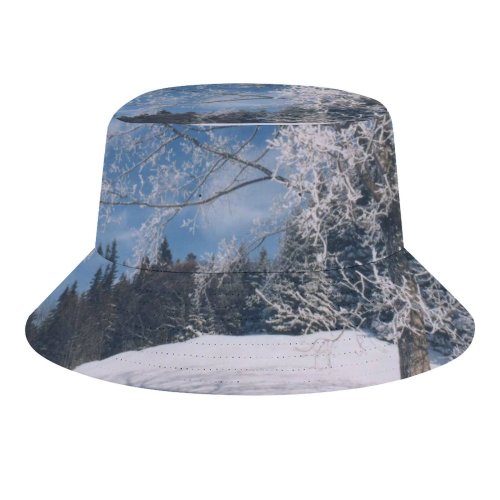 yanfind Adult Fisherman's Hat Winter Landscape Sky Tree Branch Frost Winter Natural Freezing Atmospheric Snow Fishing Fisherman Cap Travel Beach Sun protection