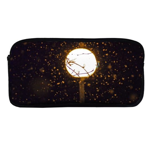 yanfind Pencil Case YHO  Winter Post Dark Shining Illuminated Lamp Insubstantial Evening Space Light Luminescence Zipper Pens Pouch Bag for Student Office School