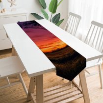 Yanfind Table Runner Hmetosche Sunset Sky Landscape Purple Clouds Tree Silhouette Everyday Dining Wedding Party Holiday Home Decor