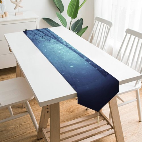 Yanfind Table Runner Owl Forest Winter Dark Night Eyes Scary Snowfall Everyday Dining Wedding Party Holiday Home Decor