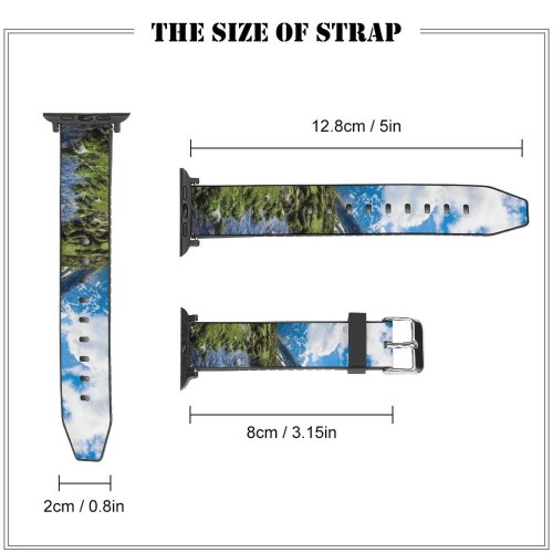 yanfind Watch Strap for Apple Watch Lowe Rehnberg Valley  Mountains Snow Covered Landscape  Scenery Clouds River Compatible with iWatch Series 5 4 3 2 1