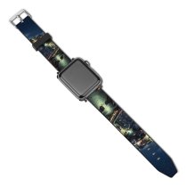 yanfind Watch Strap for Apple Watch Dominic Kamp Manarola Town Cinque Terre Night Time Seascape Starry Sky Boats Compatible with iWatch Series 5 4 3 2 1