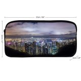 yanfind Pencil Case YHO Denys Nevozhai Hong Kong City River Night Time Skyscrapers Clouds Cityscape Zipper Pens Pouch Bag for Student Office School