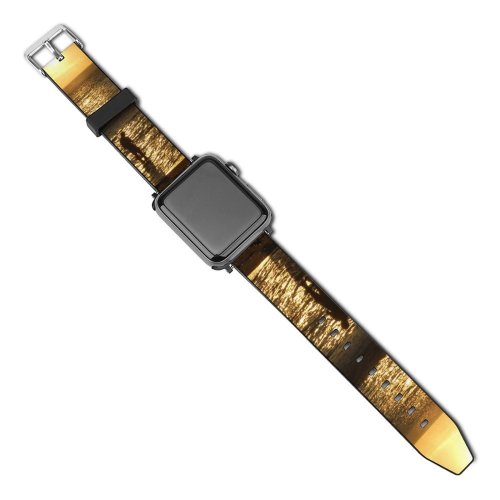 yanfind Watch Strap for Apple Watch Sunset Sea Ocean Dreaming Thinking Horizon Sky  Calm Wave Sunrise Compatible with iWatch Series 5 4 3 2 1