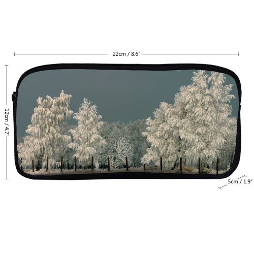 yanfind Pencil Case YHO Landscape Lake Scenery Sky  Tree Winter Rock Freezing Snow River Snow Zipper Pens Pouch Bag for Student Office School