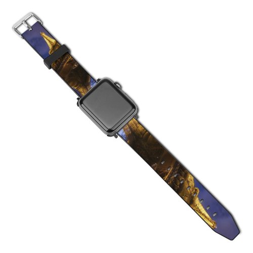 yanfind Watch Strap for Apple Watch Trey Ratcliff Architecture Eiffel   Lights Sky Clouds Iconic Metal Structure Compatible with iWatch Series 5 4 3 2 1
