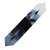 Yanfind Table Runner Blur Focus Winter City Landscape Mountains Travel Snow Church Tower Building River Everyday Dining Wedding Party Holiday Home Decor