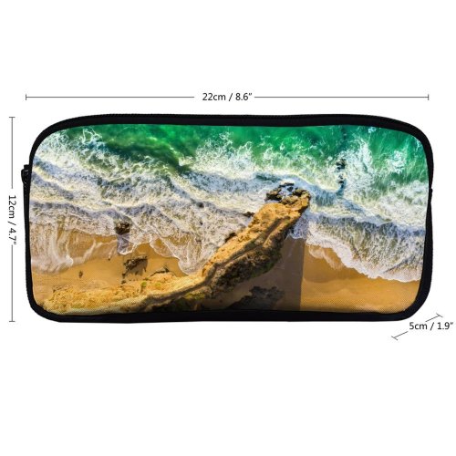 yanfind Pencil Case YHO Romain Guy Seashore Aerial Beach Cliff Ocean  Beautiful Birds  Sand Zipper Pens Pouch Bag for Student Office School