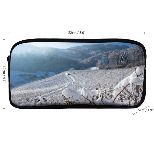 yanfind Pencil Case YHO Ridge Swiss Winter Vineyards Snowy Slope Winter  Sky Hills Snow Vines Zipper Pens Pouch Bag for Student Office School