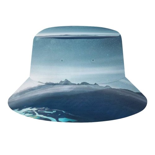 yanfind Adult Fisherman's Hat Grafixart Mountains Starry Sky Night Aerial Landscape Fishing Fisherman Cap Travel Beach Sun protection