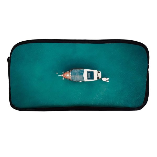 yanfind Pencil Case YHO Boats Boat Travel Transportation Ocean Diving Exploration Sea Seascape System Watercraft Sail Zipper Pens Pouch Bag for Student Office School