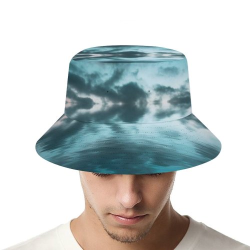 yanfind Adult Fisherman's Hat Fantasy Ocean Crescent Moon Sea Reflection Dark Clouds Night Sky Scenery Fishing Fisherman Cap Travel Beach Sun protection