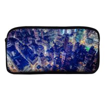 yanfind Pencil Case YHO Denys Nevozhai York City Aerial Cityscape Nightscape Night Time City Lights Skyscrapers Zipper Pens Pouch Bag for Student Office School