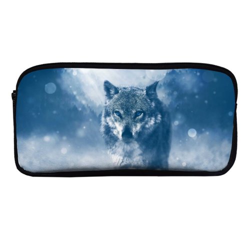 yanfind Pencil Case YHO Comfreak Wolf  Wild Winter Snowfall Fog Starring Zipper Pens Pouch Bag for Student Office School