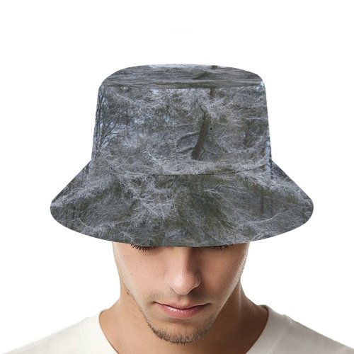 yanfind Adult Fisherman's Hat Winter Frost Snowy Winter Natural Atmospheric Larch Branches Woody Frosty Frigid Landscape Fishing Fisherman Cap Travel Beach Sun protection