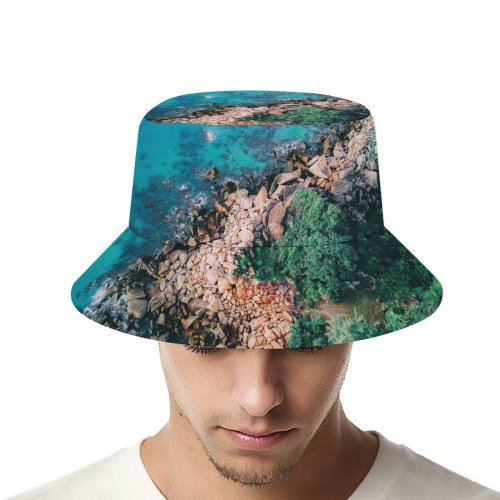 yanfind Adult Fisherman's Hat Pok Rie Seashore Coastline Rocks Trees Ocean Aerial Birds Eye Scenery Landscape Fishing Fisherman Cap Travel Beach Sun protection