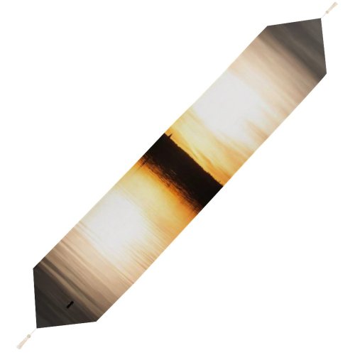 Yanfind Table Runner Backlit Sunset Landscape Pier Travel Light Beach Still Sun Boat Dock River Everyday Dining Wedding Party Holiday Home Decor
