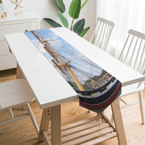 Yanfind Table Runner Tall Watercraft Mast Windjammer Szczecin Kruzenshtern Schooner Sailing Vehicle Ship Ship Tall Everyday Dining Wedding Party Holiday Home Decor