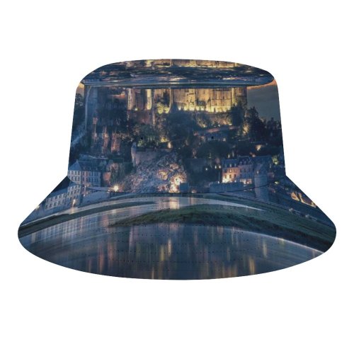 yanfind Adult Fisherman's Hat Grafixart Mont SaintMichel Island Ancient Architecture Reflection Night Sunset Dawn Evening Sky Fishing Fisherman Cap Travel Beach Sun protection