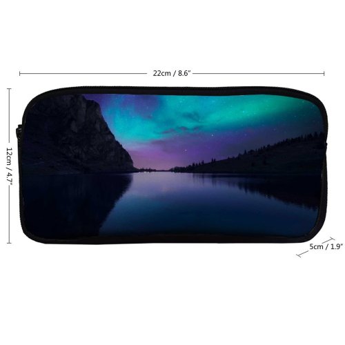 yanfind Pencil Case YHO Dominic Kamp Bannalpsee Switzerland Aurora Borealis Starry Sky Landscape Mountains Silhouette Astronomy Zipper Pens Pouch Bag for Student Office School