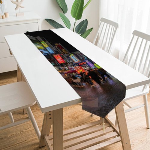 Yanfind Table Runner Billboard Tourist Festival Street Tourism City Time Gangnam Illuminated Downtown Cyberpunk Cyber Everyday Dining Wedding Party Holiday Home Decor
