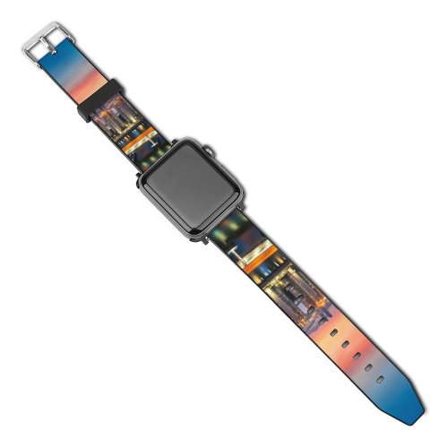 yanfind Watch Strap for Apple Watch Anek Suwannaphoom Busan Gwangan  City Lights Sunset Harbor Sky Metropolitan Urban Compatible with iWatch Series 5 4 3 2 1