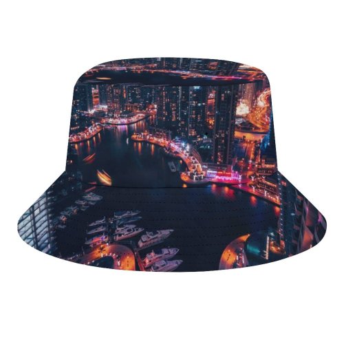 yanfind Adult Fisherman's Hat Daniel Zacatenco Dubai Marina United Arab Emirates Boats Cityscape Modern Architecture Night Fishing Fisherman Cap Travel Beach Sun protection