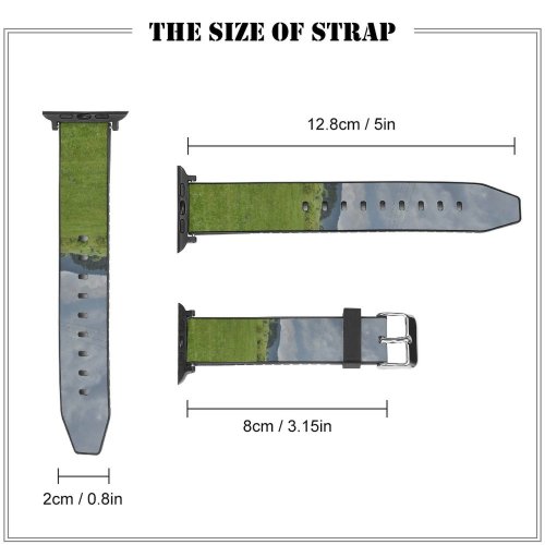 yanfind Watch Strap for Apple Watch Rural Countryside Plant Domain Pasture Mound Farm Pictures Cow Grassland Outdoors Compatible with iWatch Series 5 4 3 2 1