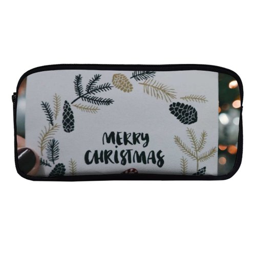 yanfind Pencil Case YHO  Tree Time  Illuminated Lights Merry Female Writing Bokeh Party Christmas Zipper Pens Pouch Bag for Student Office School