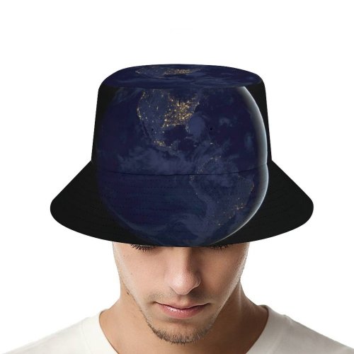 yanfind Adult Fisherman's Hat Space Black Dark Earth Night IOS Fishing Fisherman Cap Travel Beach Sun protection