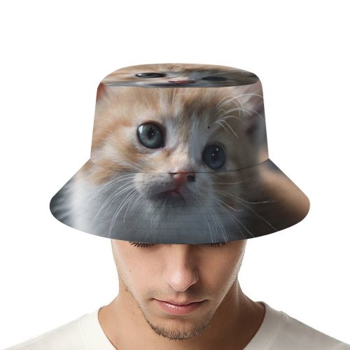 yanfind Adult Fisherman's Hat Cat Kitten Pet Cute Cat Portrait Fur Baby Cat Fishing Fisherman Cap Travel Beach Sun protection