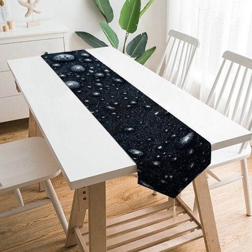 Yanfind Table Runner Dark Droplets Frozen Tarmac Rain Drops Bubbles Everyday Dining Wedding Party Holiday Home Decor