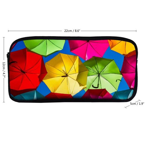 yanfind Pencil Case YHO Romain Guy Umbrellas Street Festival Colorful Sky Rainbow Zipper Pens Pouch Bag for Student Office School
