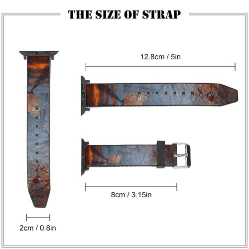yanfind Watch Strap for Apple Watch Landscape Leaf Plant Woodland Forest Creative  Pictures Outdoors Grey Snow Compatible with iWatch Series 5 4 3 2 1