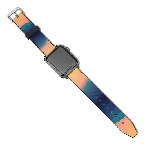 yanfind Watch Strap for Apple Watch Johannes Plenio Mountains Lake River Dusk Evening Reflection Boating Silhouette Compatible with iWatch Series 5 4 3 2 1