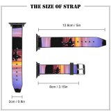 yanfind Watch Strap for Apple Watch Beach Silhouette Cave Surfboard Sea Ocean Purple Sky Sunset Compatible with iWatch Series 5 4 3 2 1