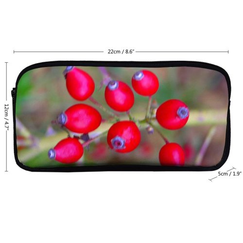 yanfind Pencil Case YHO Berry Autumn Fruit Woody Hawthorn Plant Hip Flower Flowering Leaf Rose Leaf Zipper Pens Pouch Bag for Student Office School