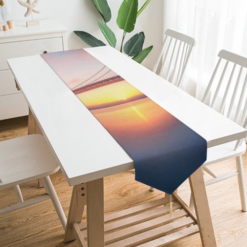 Yanfind Table Runner Oakland Bay Bridge San Francisco California Sunrise Exposure Landscape Everyday Dining Wedding Party Holiday Home Decor