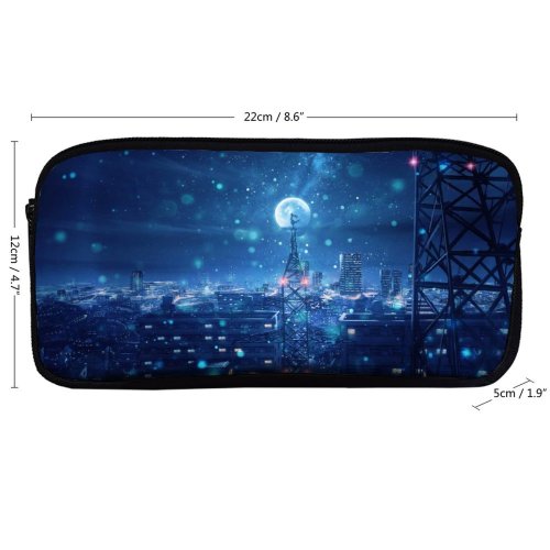 yanfind Pencil Case YHO Fantasy Dream Cityscape Snowfall  Night Zipper Pens Pouch Bag for Student Office School