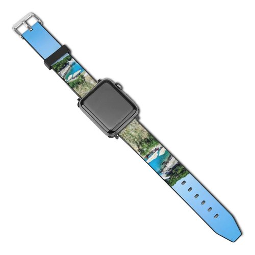 yanfind Watch Strap for Apple Watch Landscape Road Plant Pictures Sea Outdoors Tree Pier Dock Free Port Compatible with iWatch Series 5 4 3 2 1