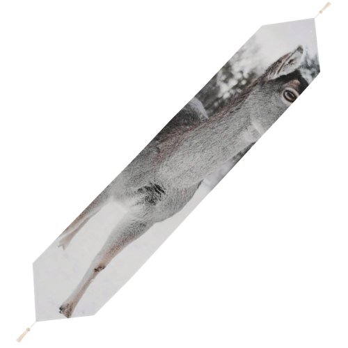 Yanfind Table Runner Frozen Freezing Deer Frost Wild Frosty Winter Outdoors Woods Icy Ice Wildlife Everyday Dining Wedding Party Holiday Home Decor