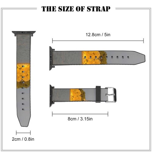 yanfind Watch Strap for Apple Watch  Stone Lake Trees Quarry Sunset Grey Promontory Sea Coastal Oceanic Landforms Compatible with iWatch Series 5 4 3 2 1