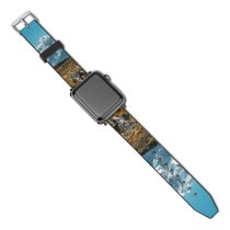yanfind Watch Strap for Apple Watch Landscape Peak Building Housing River Slope Cook Pictures Outdoors Grey Snow Compatible with iWatch Series 5 4 3 2 1