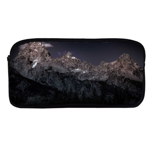 yanfind Pencil Case YHO Collins Black Dark Grand Teton National Park Early Morning  Range USA Zipper Pens Pouch Bag for Student Office School