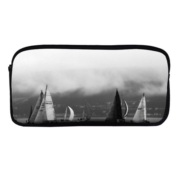 yanfind Pencil Case YHO Boats Clouds Sports Adventure Travel Sport Crew Beach Sail Watercrafts Sailboats Transportation Zipper Pens Pouch Bag for Student Office School
