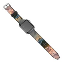 yanfind Watch Strap for Apple Watch Lake Banff National Park Alberta  Sunrise Boat Reflection  Mountains Snow Compatible with iWatch Series 5 4 3 2 1