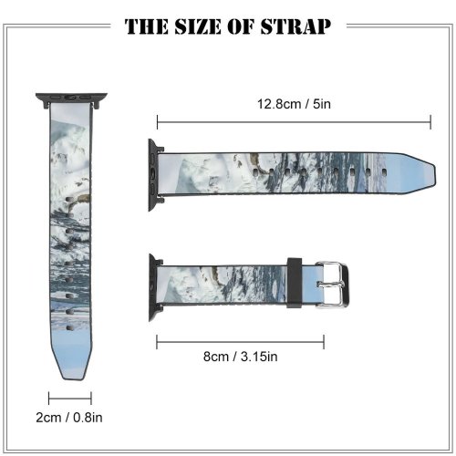 yanfind Watch Strap for Apple Watch Landscape River Creative Iceland Gullfoss Pictures Outdoors Grey Snow Waterfall Compatible with iWatch Series 5 4 3 2 1