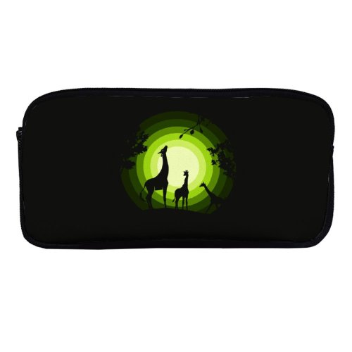 yanfind Pencil Case YHO Suryapraveen Dark Minimal Giraffe Cubs Silhouette Forest Zipper Pens Pouch Bag for Student Office School