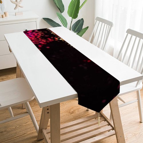 Yanfind Table Runner Blur Focus Dark Time Design Illuminated Lights Evening Technology Electricity Colorful Display Everyday Dining Wedding Party Holiday Home Decor