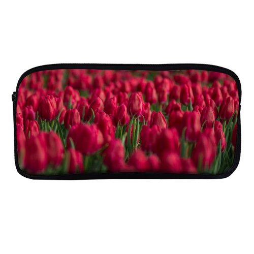 yanfind Pencil Case YHO Reynaldo Brigantty Flowers Tulips Field  Bloom Spring Colorful Floral Bokeh Selective Zipper Pens Pouch Bag for Student Office School